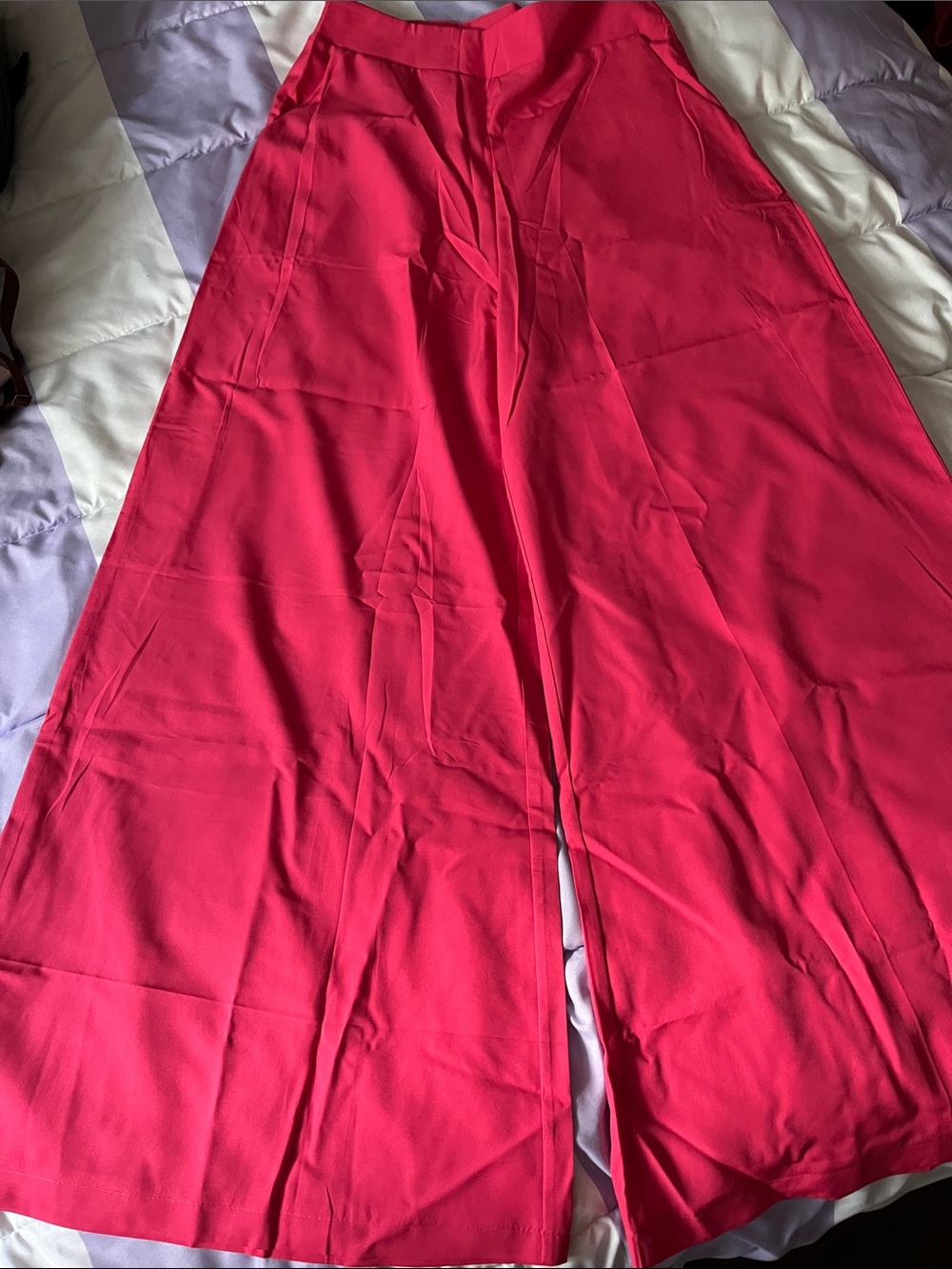 Cute Pink Wide Leg Palazzo Pants with Sidezipper
